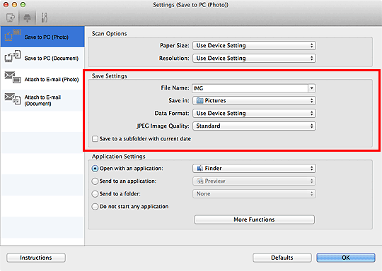 figure: Settings dialog